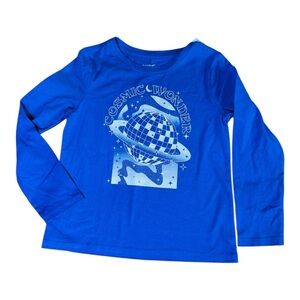 🌺 5 x 25 🌺Cat & Jack Blue Long Sleeve Tee with Graphic Design